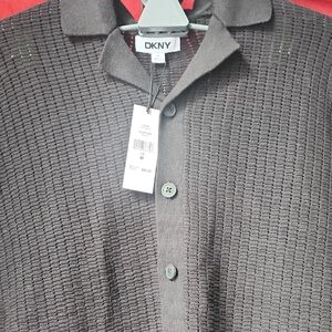 DKNY Charcoal Textured Button-Up Shirt